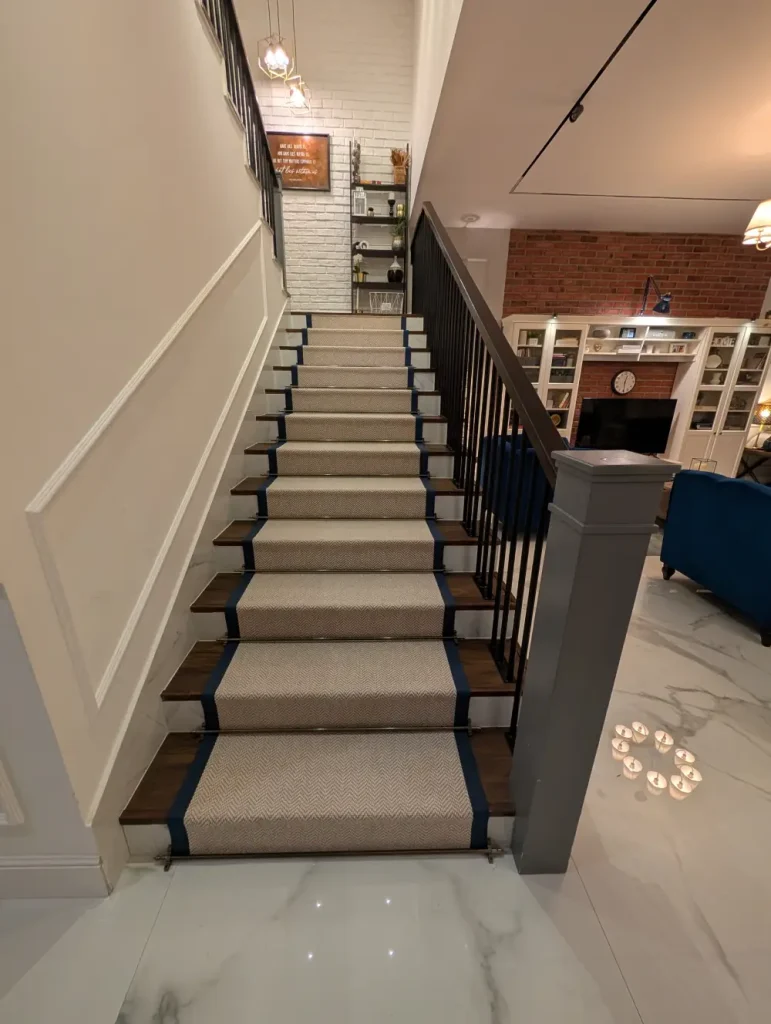 Luxury stair runner carpet fitted in Palm Jumeirah villa