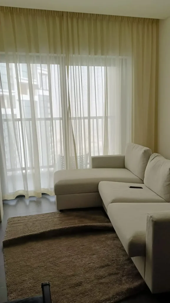 White sheer curtains in Madinat Jumeirah Living apartment