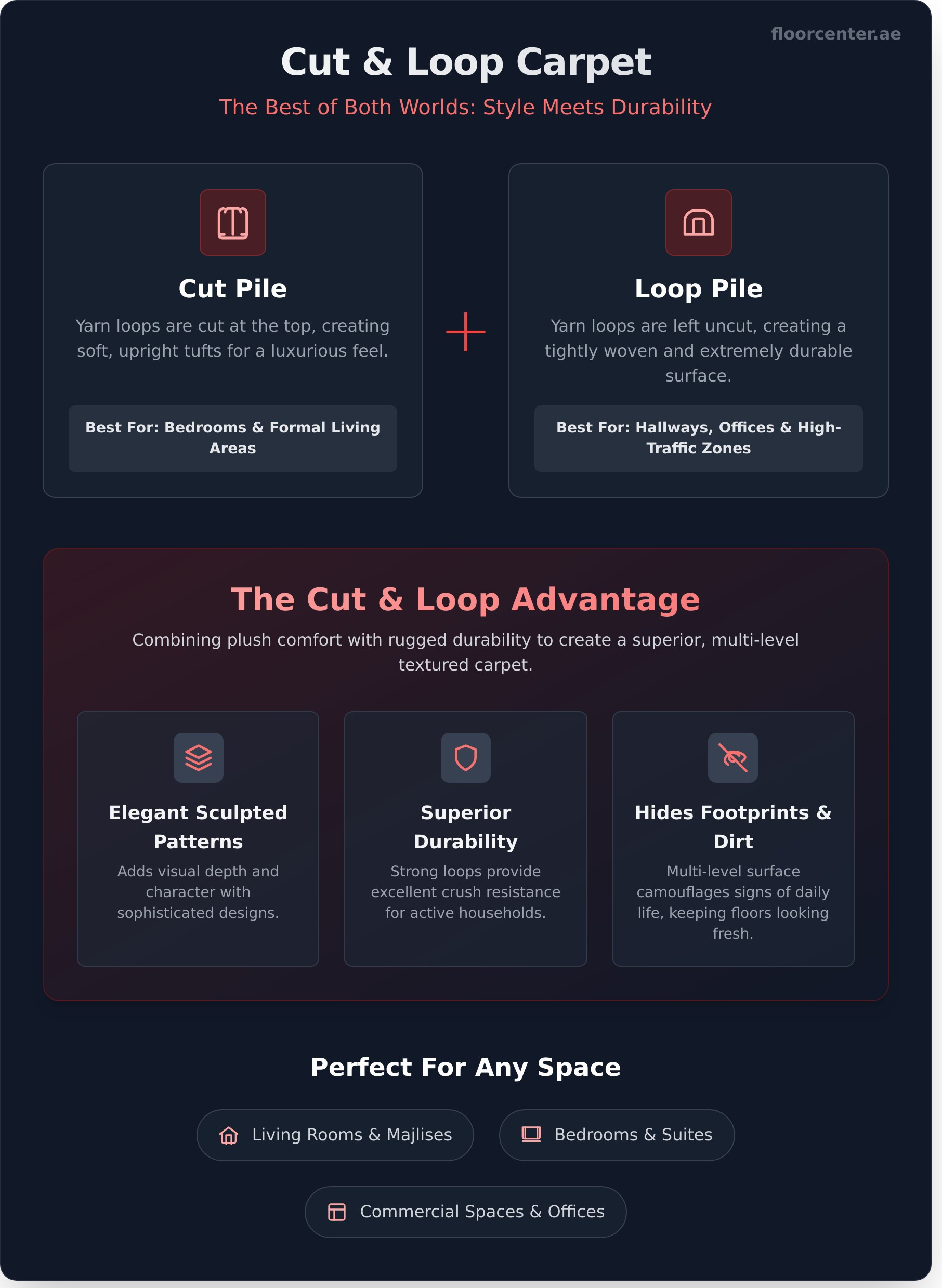 What Is Cut and Loop Carpet? A Complete Guide for Dubai Homes - Infographic